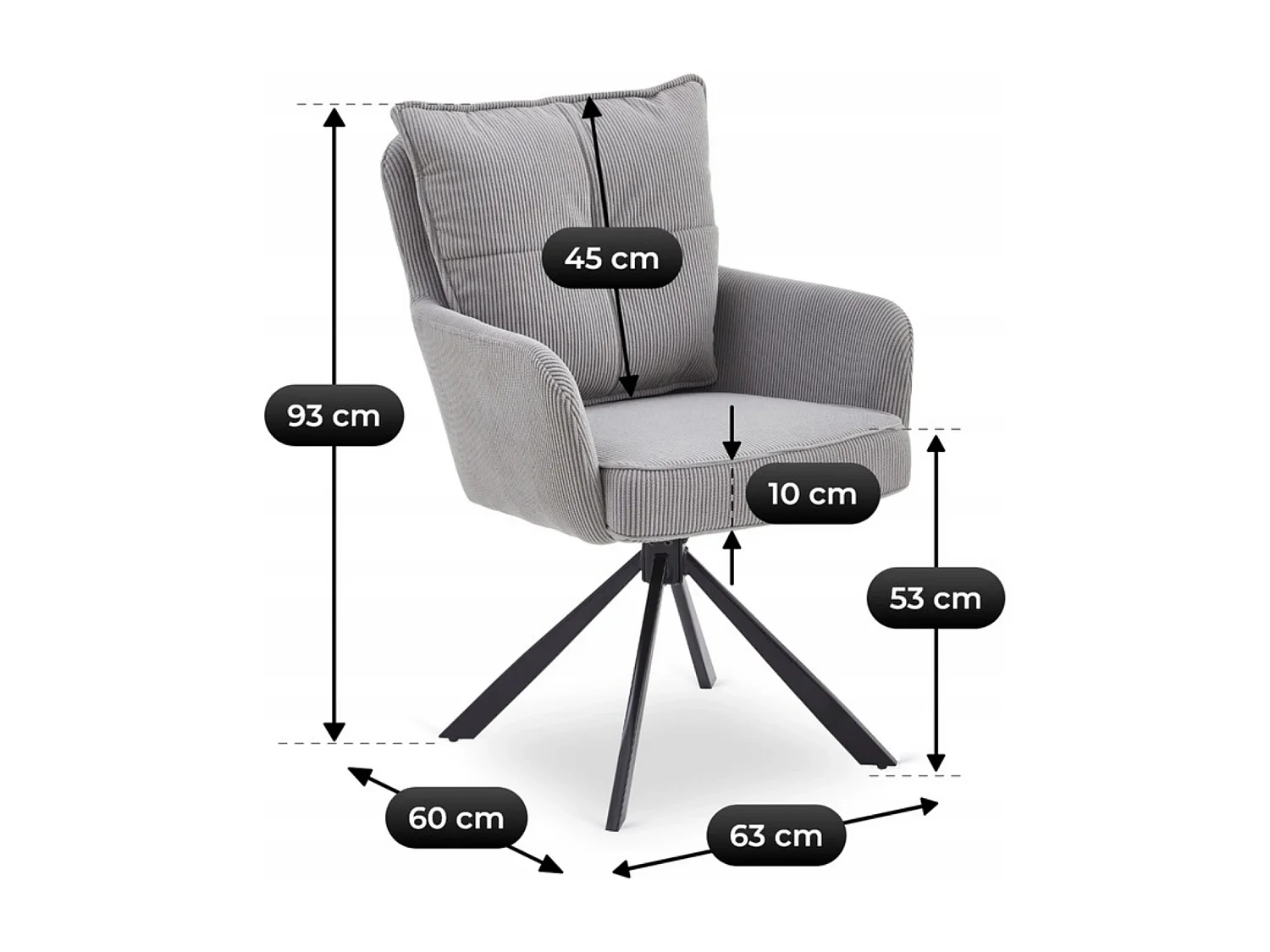 Chaise pivotante CITY Grise