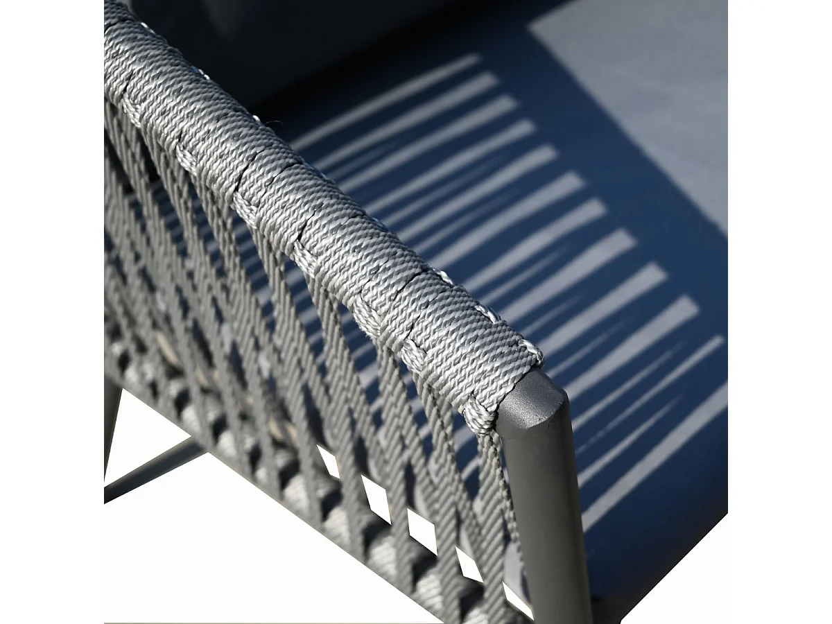 Conjunto de jardín Torino sofá doble + 2 sillas + mesa + cojines gris