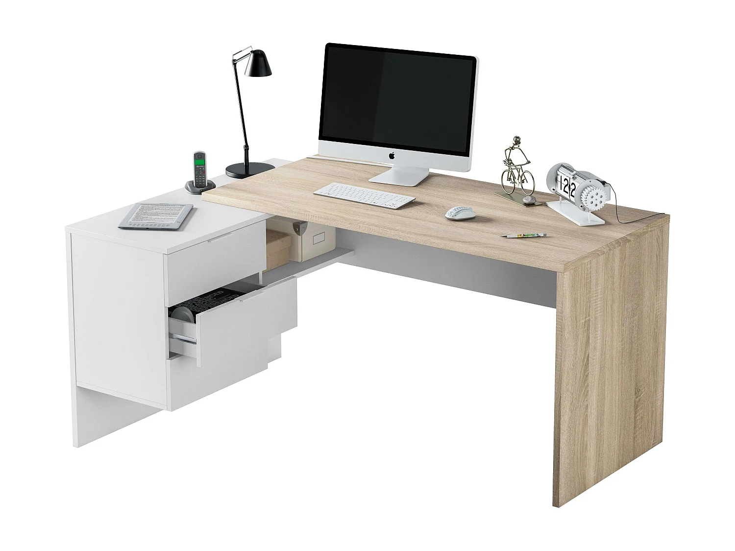 Pack Muebles Oficina: 4 Mesas, 4 Armarios, Blanco & Canadian Moderno