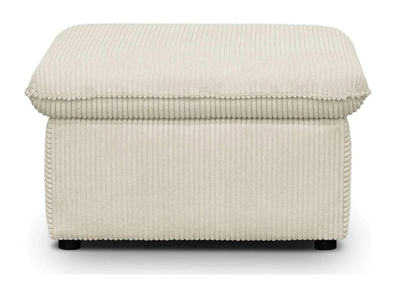 Pouf coffre de rangement en velours côtelé beige - Baya