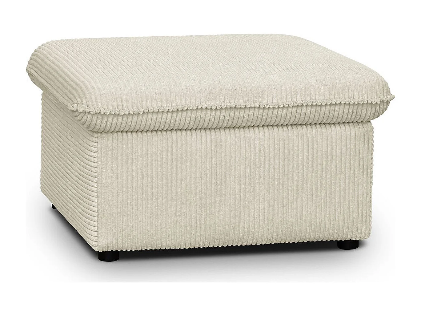Pouf coffre de rangement en velours côtelé beige - Baya