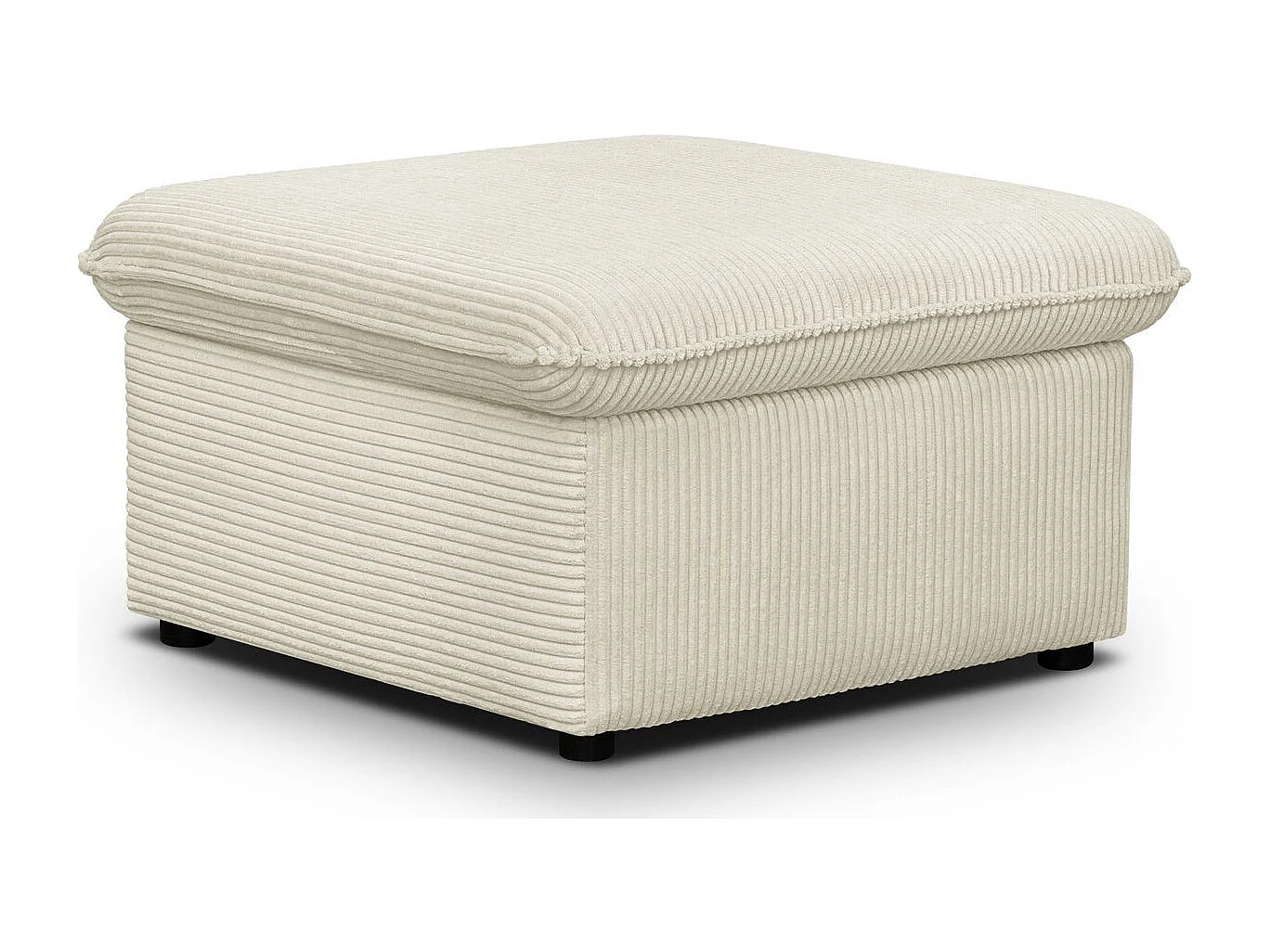 Pouf coffre de rangement en velours côtelé beige - Baya