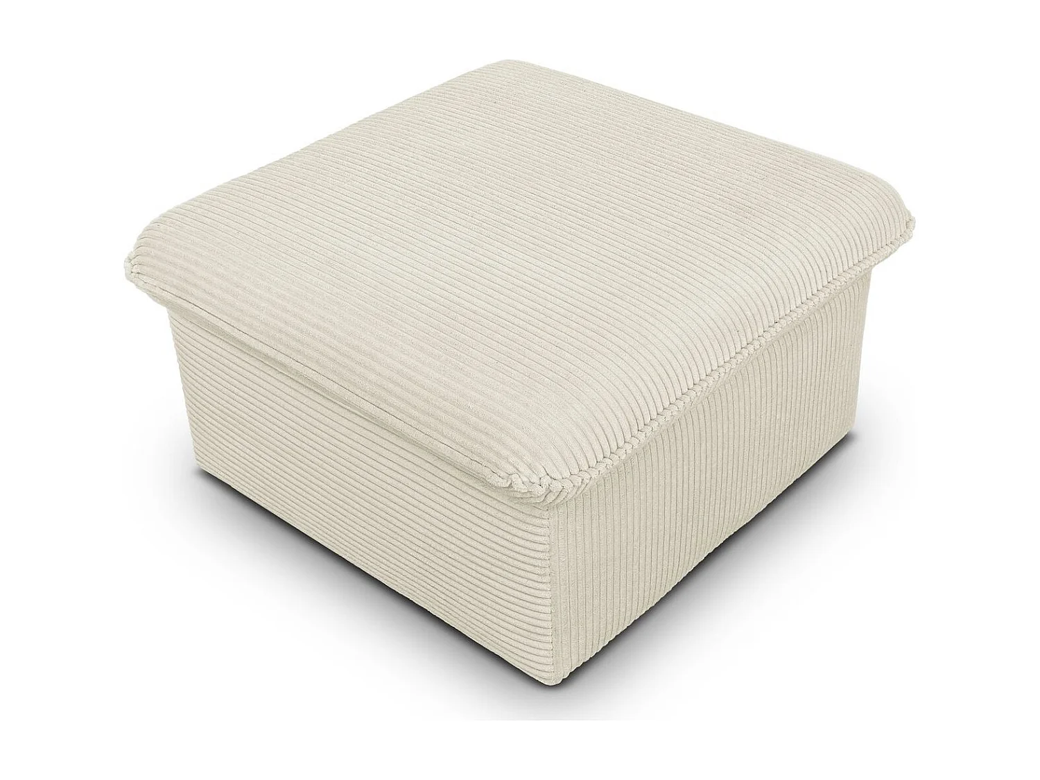 Pouf coffre de rangement en velours côtelé beige - Baya