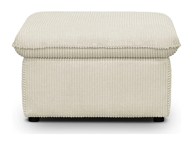 Pouf coffre de rangement en velours côtelé beige - Baya