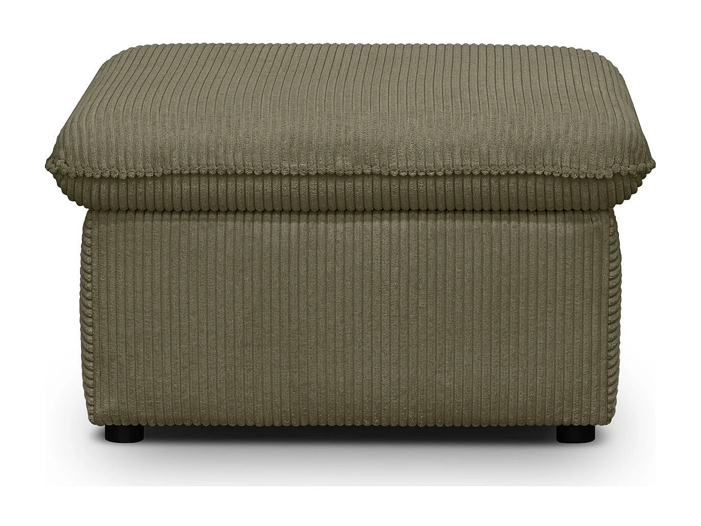 Pouf coffre de rangement en velours côtelé vert kaki - Baya