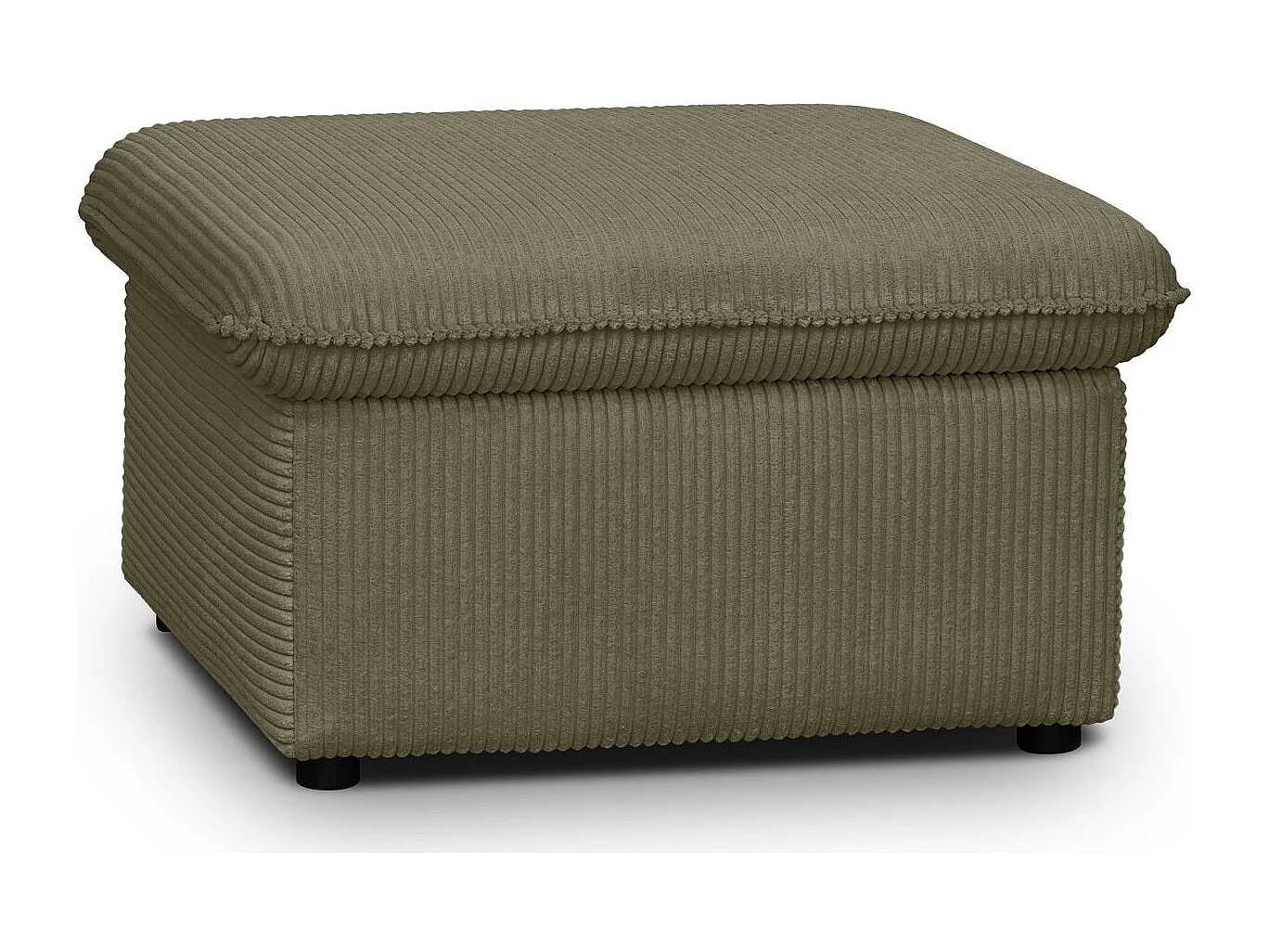 Pouf coffre de rangement en velours côtelé vert kaki - Baya