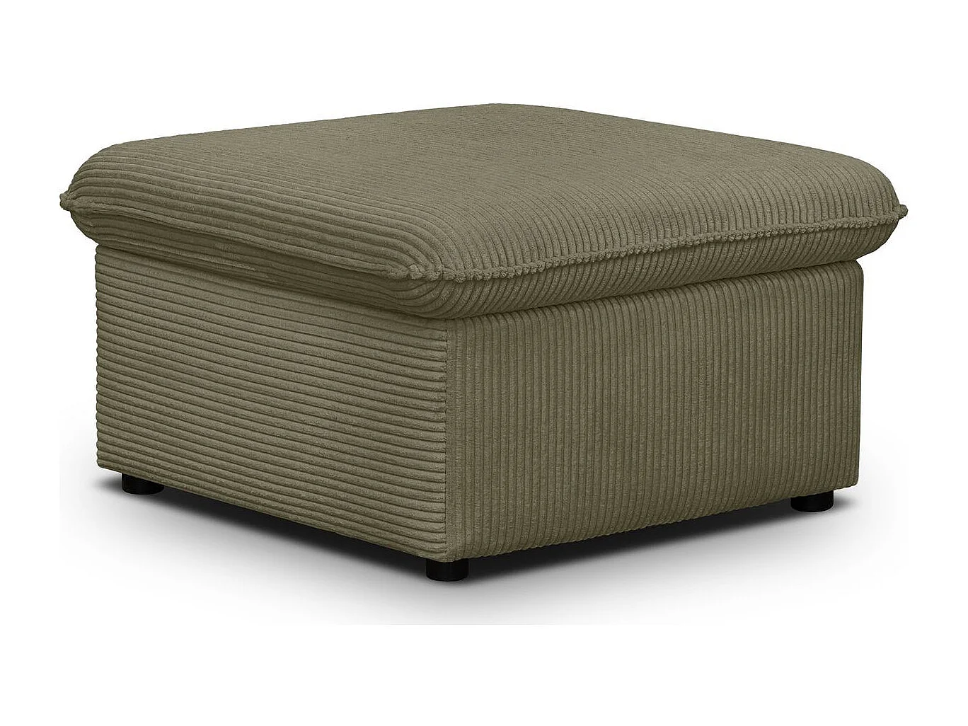 Pouf coffre de rangement en velours côtelé vert kaki - Baya