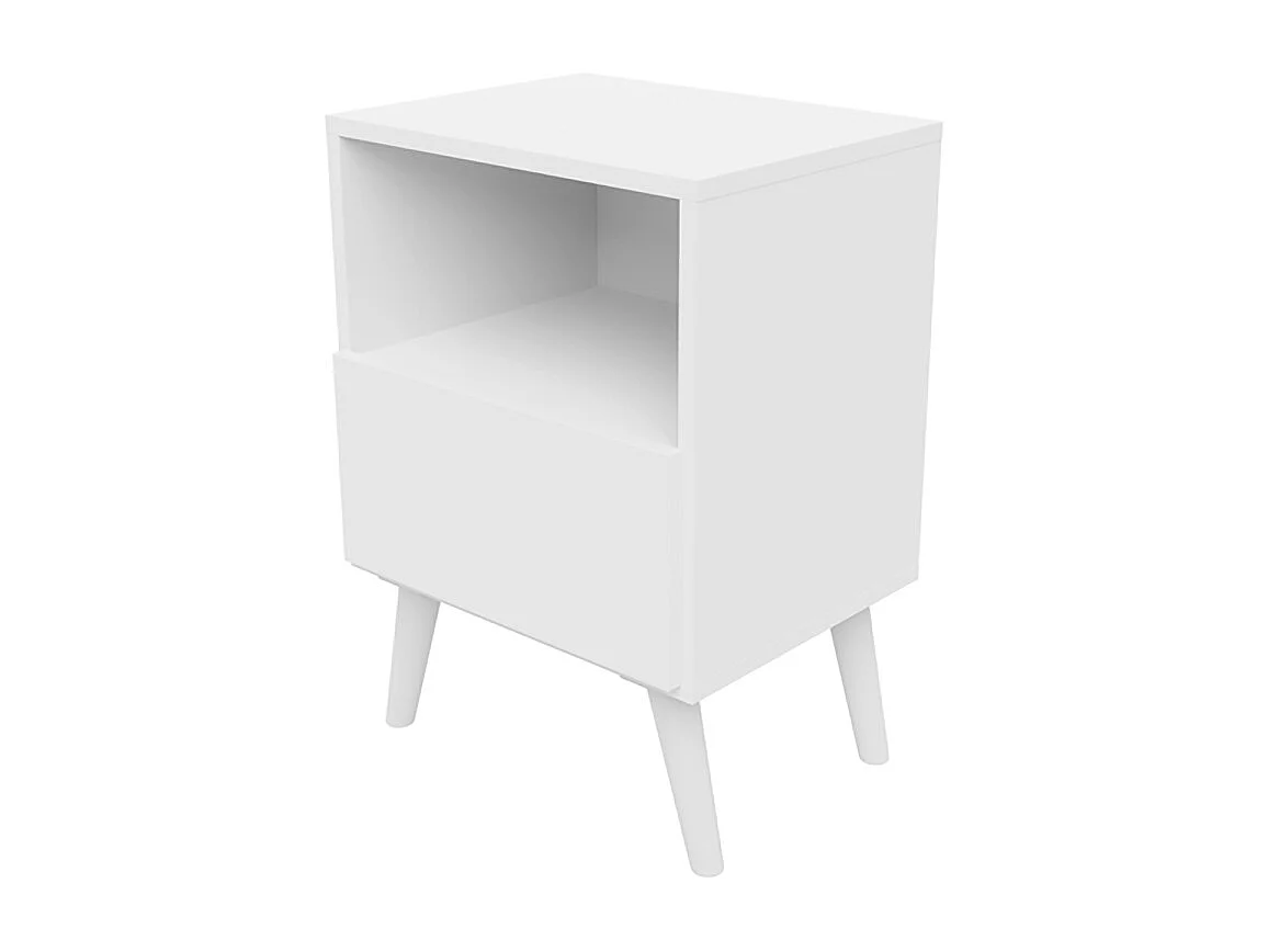 Table de chevet table de nuit coloris blanc avec 1 tiroir - Longueur 39 x Hauteur 56 x profondeur 30 cm