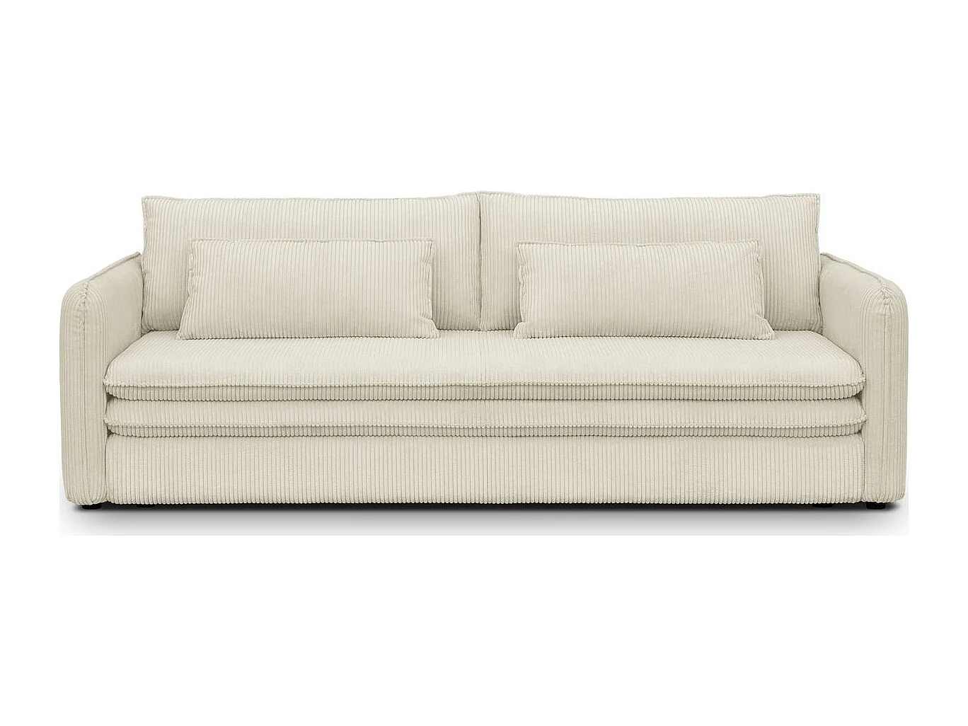 Canapé convertible 3 places en velours côtelé beige - Baya