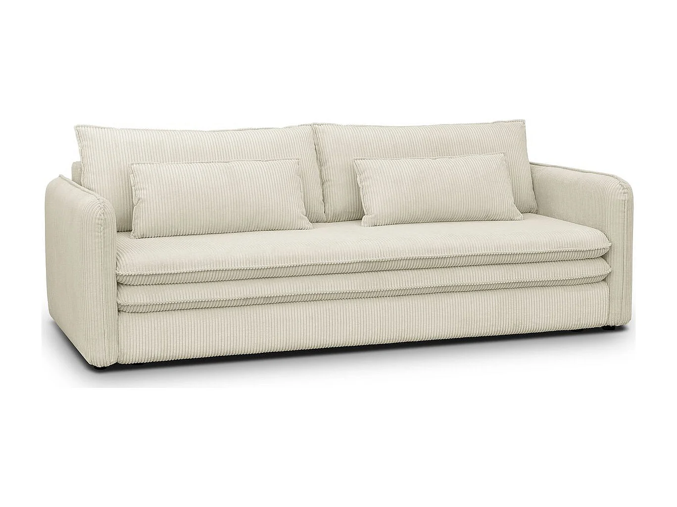 Canapé convertible 3 places en velours côtelé beige - Baya