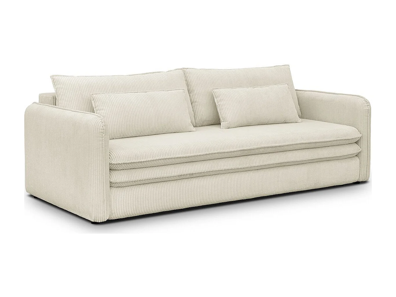 Canapé convertible 3 places en velours côtelé beige - Baya