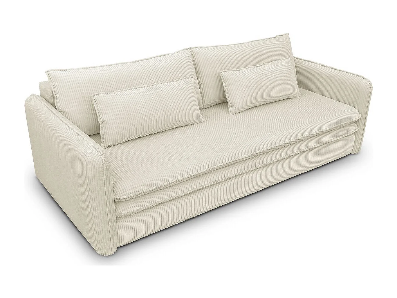 Canapé convertible 3 places en velours côtelé beige - Baya