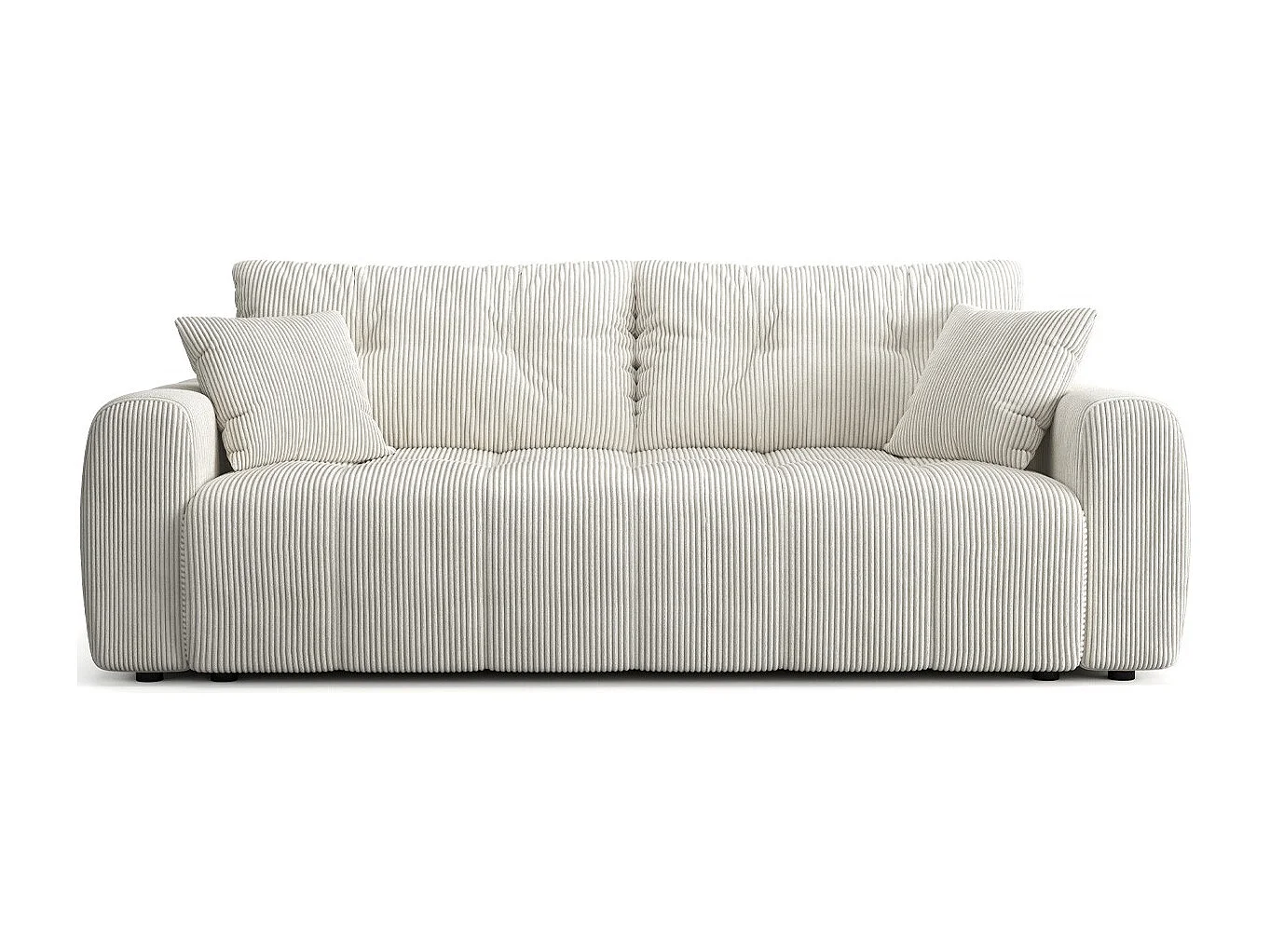 Canapé droit convertible 3 places avec coffre de rangement en velours côtelé beige - Komo