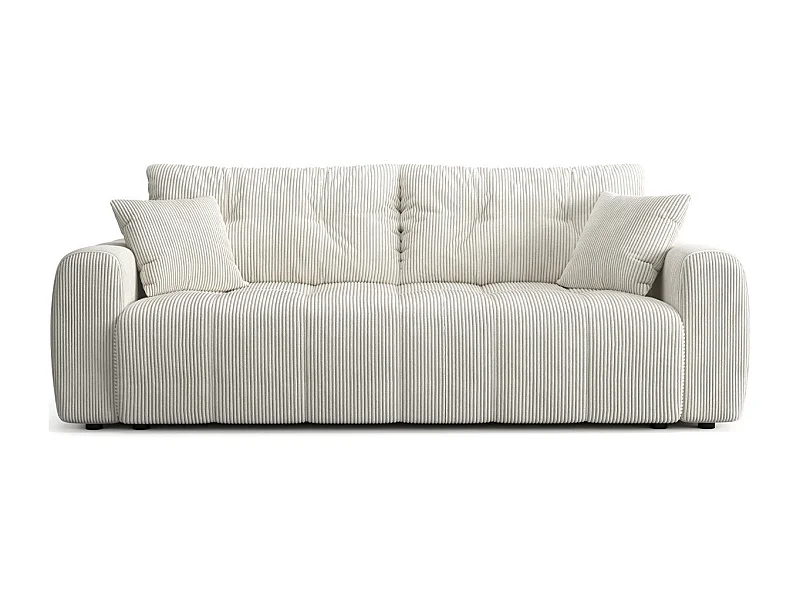 Canapé droit convertible 3 places avec coffre de rangement en velours côtelé beige - Komo