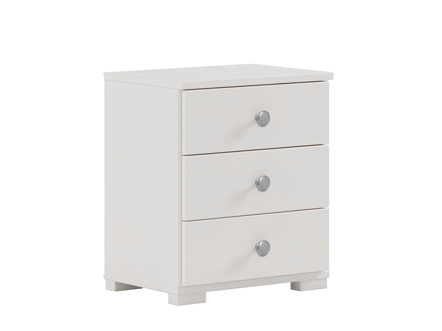 Table de chevet, table de nuit avec 3 tiroirs en pin massif coloris Blanc -  Longueur 50,7 x Hauteur 43,6 x Profondeur 31,5 cm