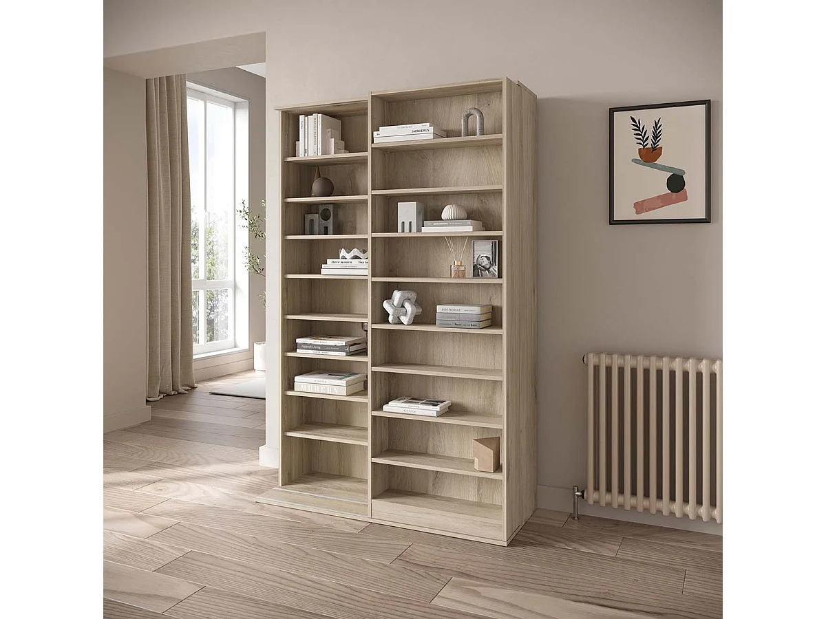 Bibliothèque étagère meuble de rangement couleur chêne - Largeur 116,7 x Profondeur 44,4 x Hauteur 178,8 cm