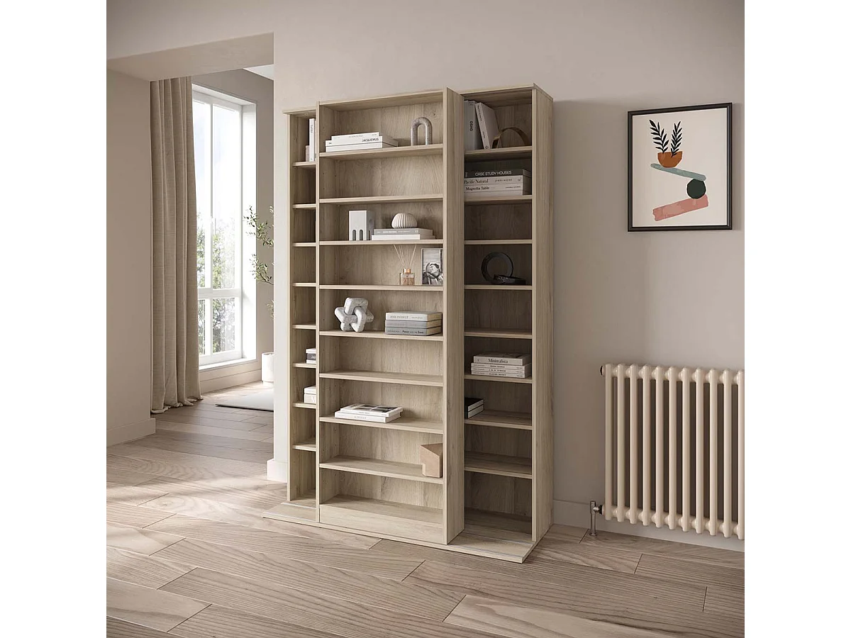 Bibliothèque étagère meuble de rangement couleur chêne - Largeur 116,7 x Profondeur 44,4 x Hauteur 178,8 cm