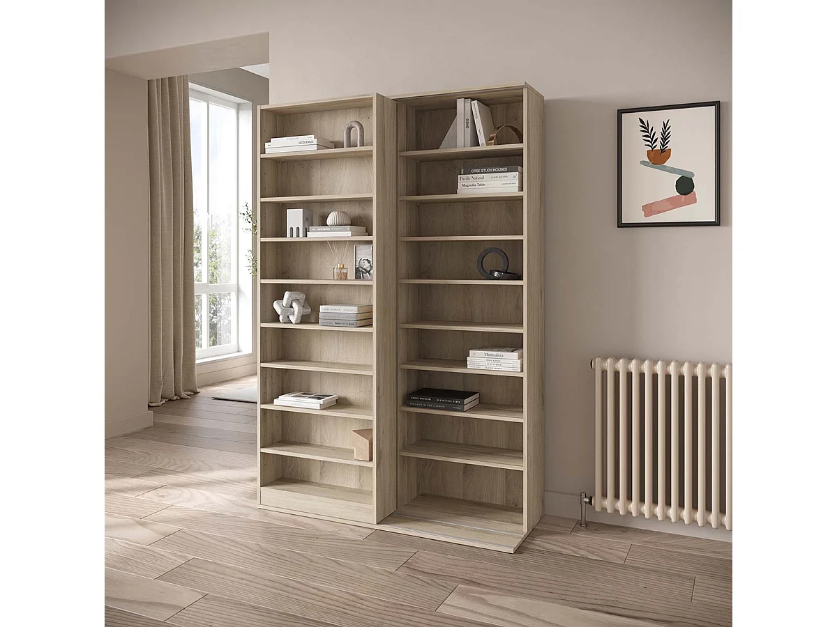 Bibliothèque étagère meuble de rangement couleur chêne - Largeur 116,7 x Profondeur 44,4 x Hauteur 178,8 cm