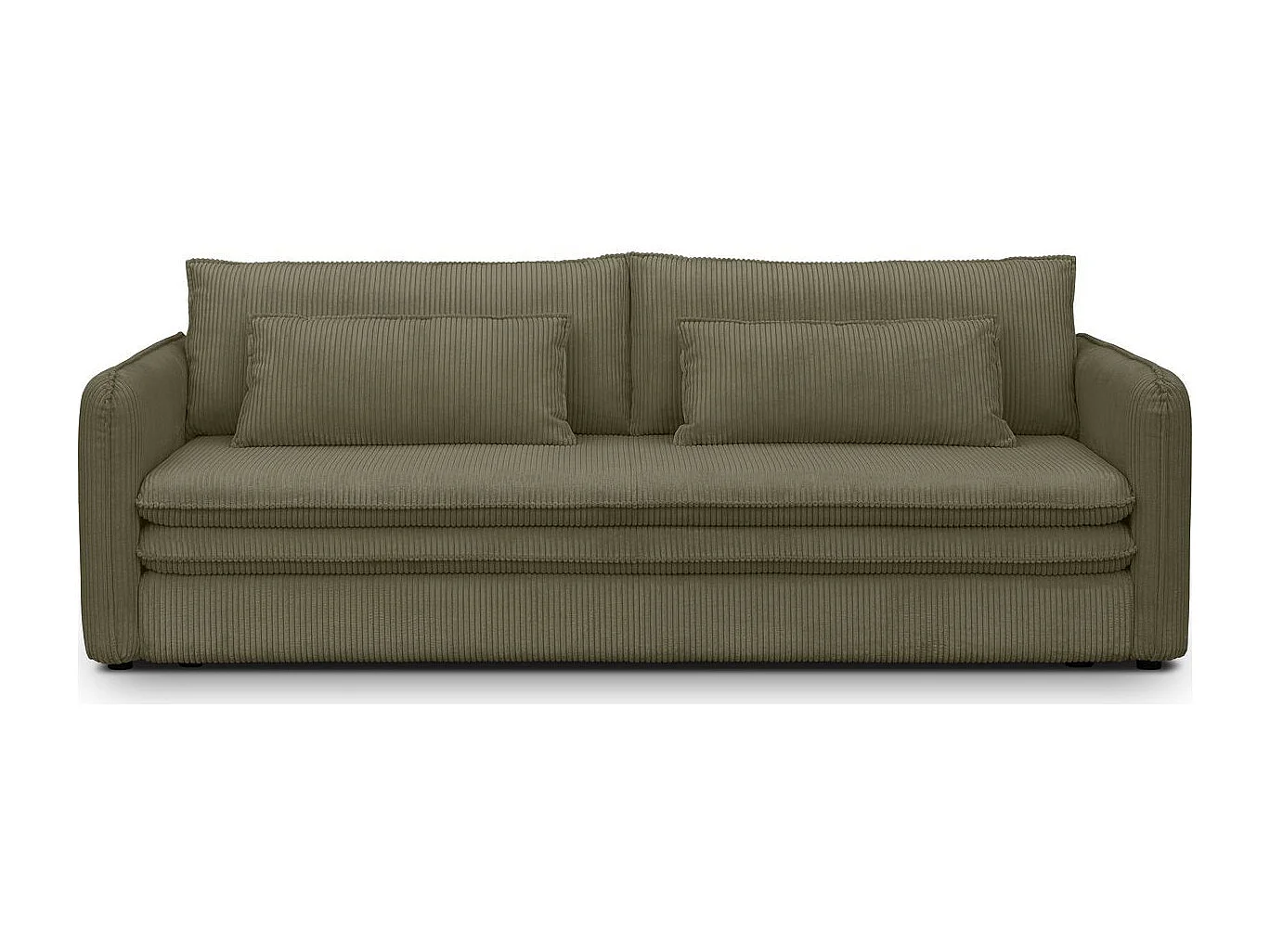 Canapé convertible 3 places en velours côtelé vert kaki - Baya