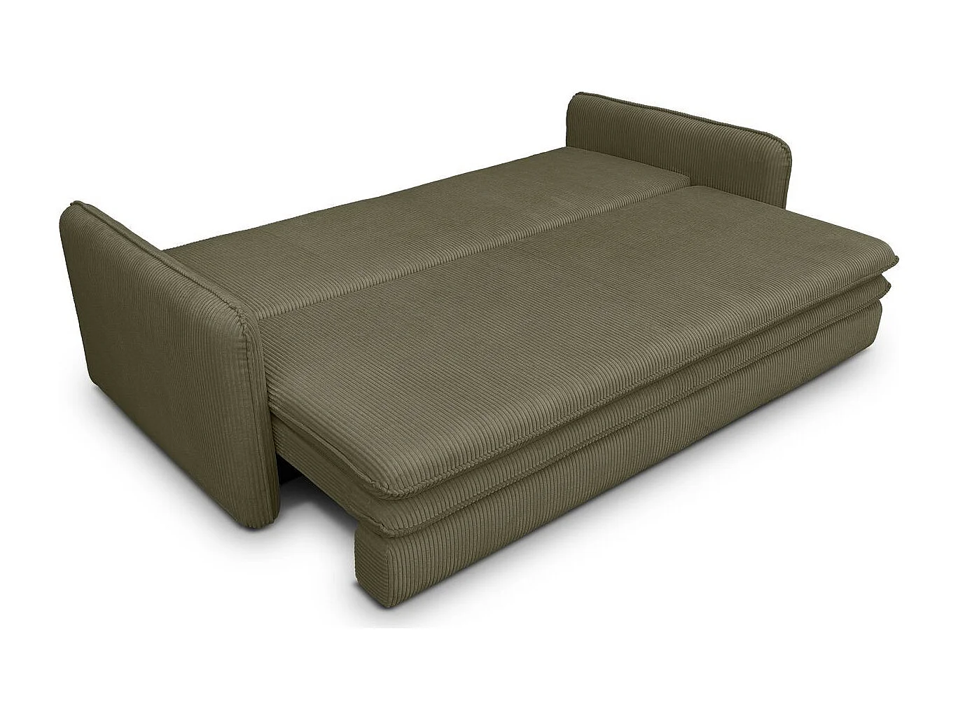 Canapé convertible 3 places en velours côtelé vert kaki - Baya