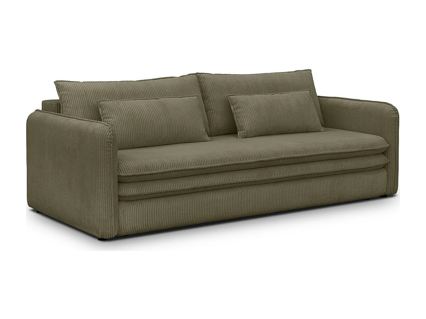 Canapé convertible 3 places en velours côtelé vert kaki - Baya