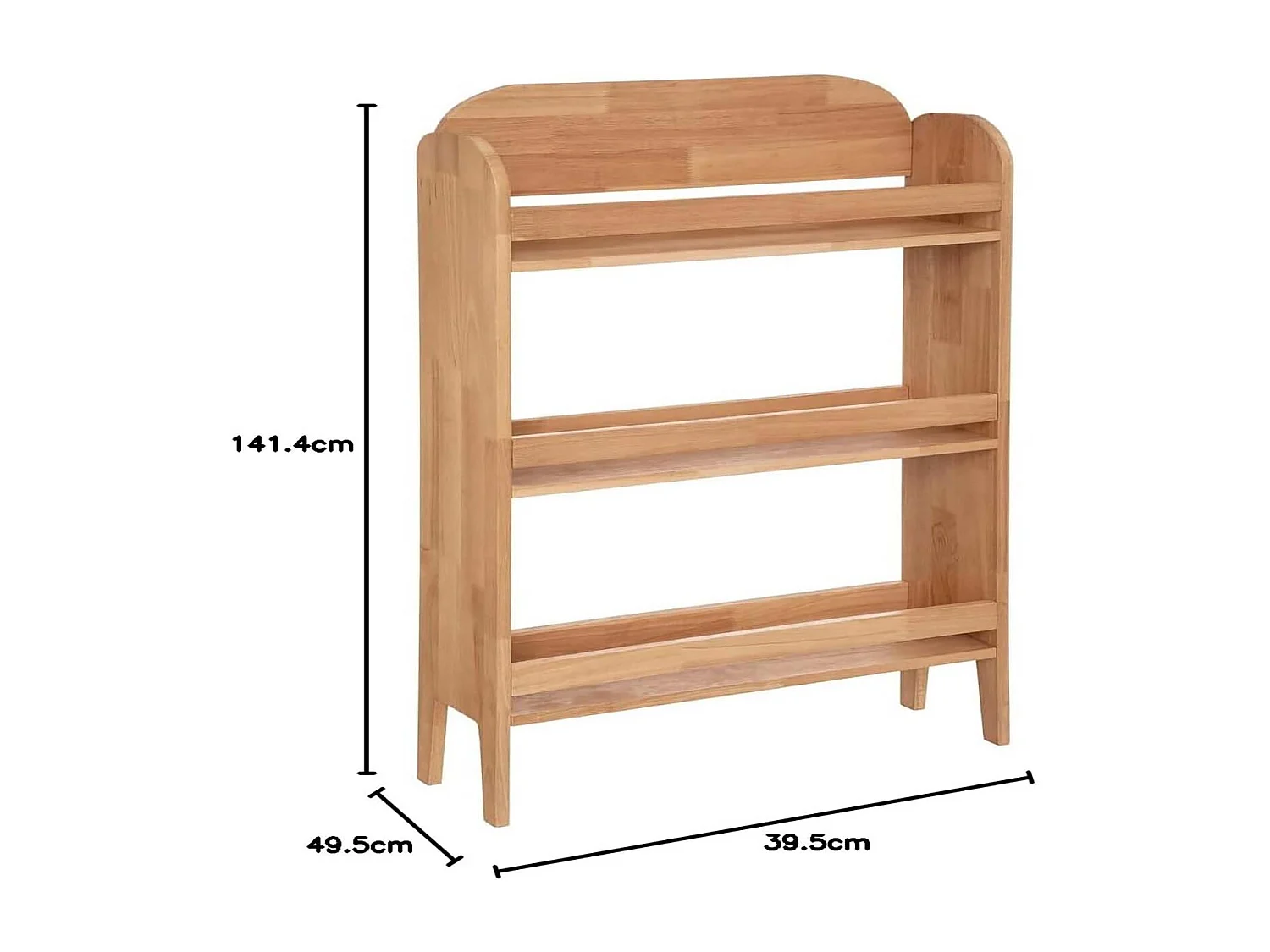 Bibliothèque meuble de rangement en bois pour enfant avec 3 étagères, coloris naturel - Longueur 58,5 x Profondeur 18,5 x Hauteur 100 cm