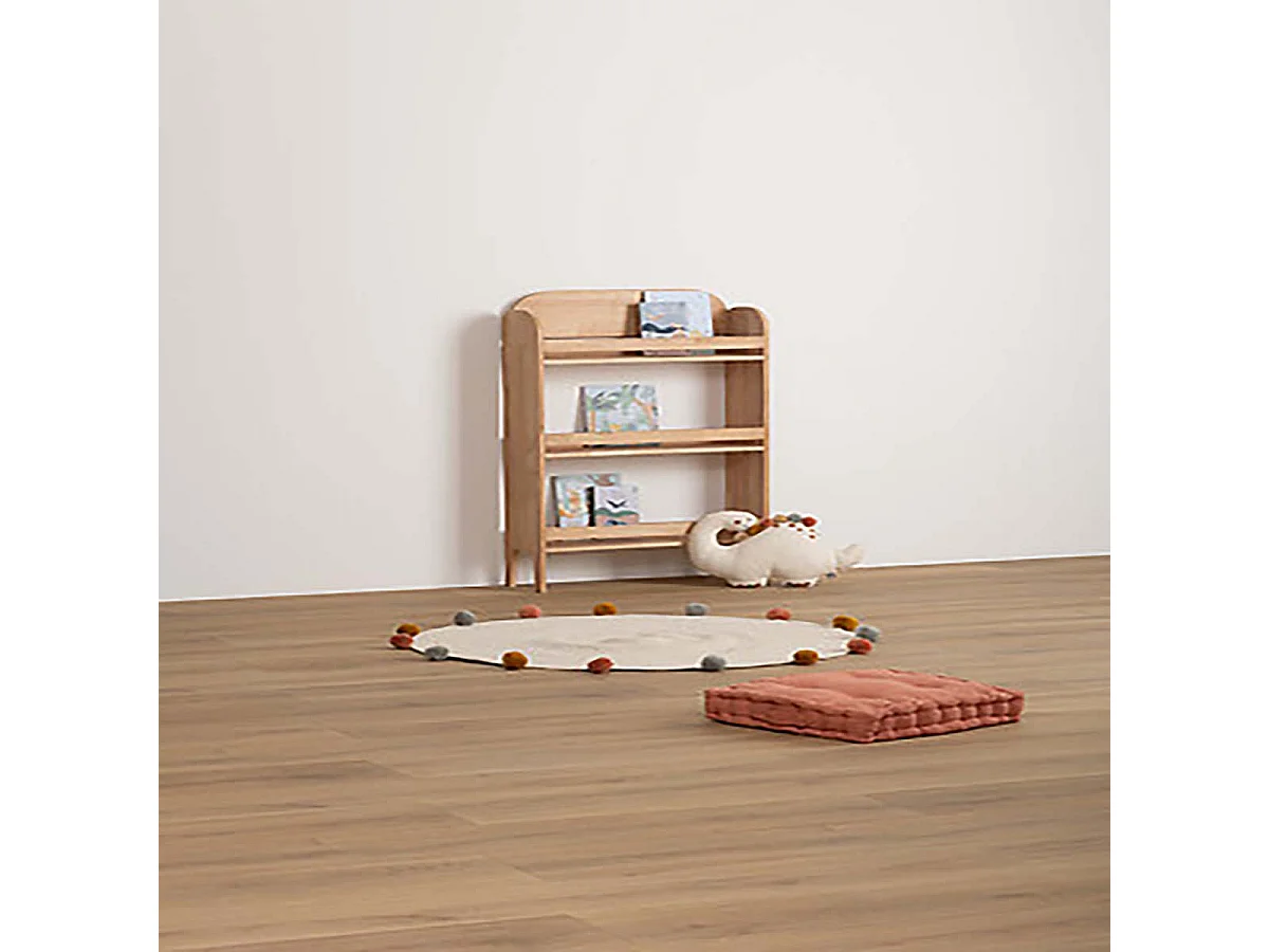 Bibliothèque meuble de rangement en bois pour enfant avec 3 étagères, coloris naturel - Longueur 58,5 x Profondeur 18,5 x Hauteur 100 cm