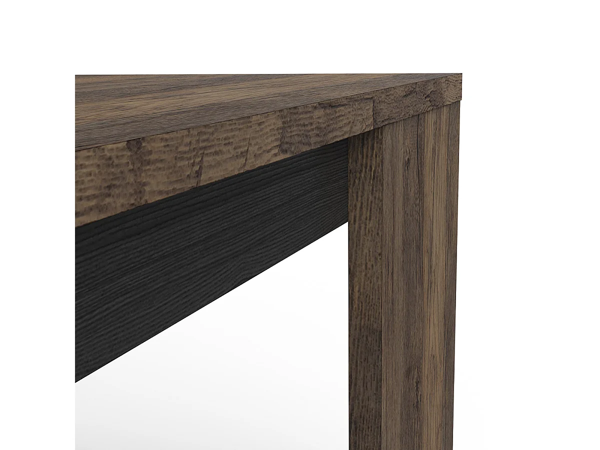 Table basse carrée avec étagère couleur chêne foncé / noir - Largeur 80 x Profondeur 80 x Hauteur 44,2 cm