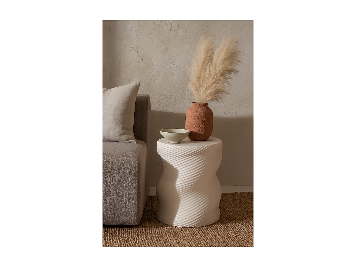 Tabouret Table à café en oxyde de magnesium, coloris sable - Diamètre 33 x Hauteur 40 cm
