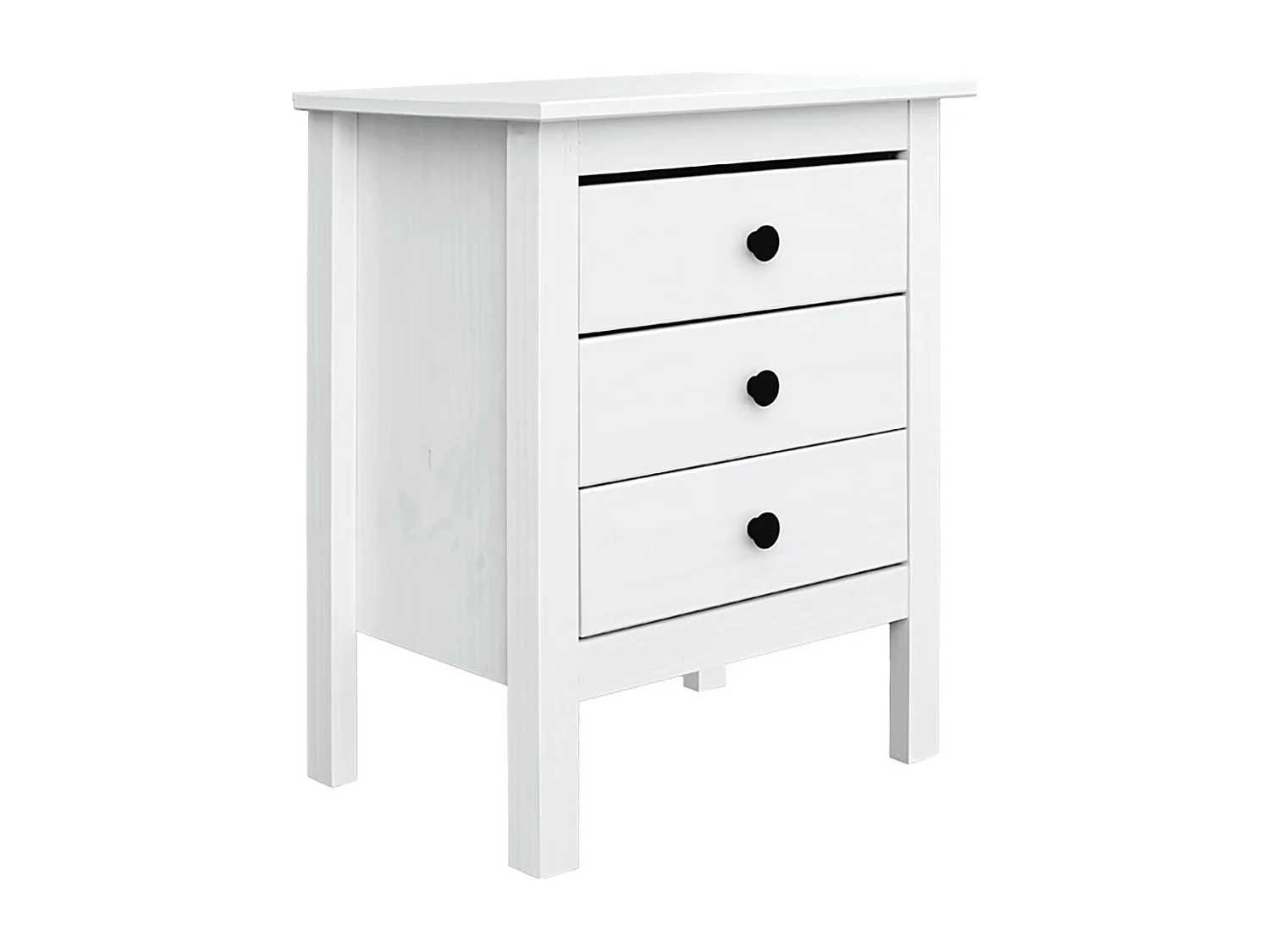 Table de chevet Table de nuit à 3 tiroirs en bois massif Coloris blanc - Longueur 48 x Hauteur 60 x Profondeur 36 cm