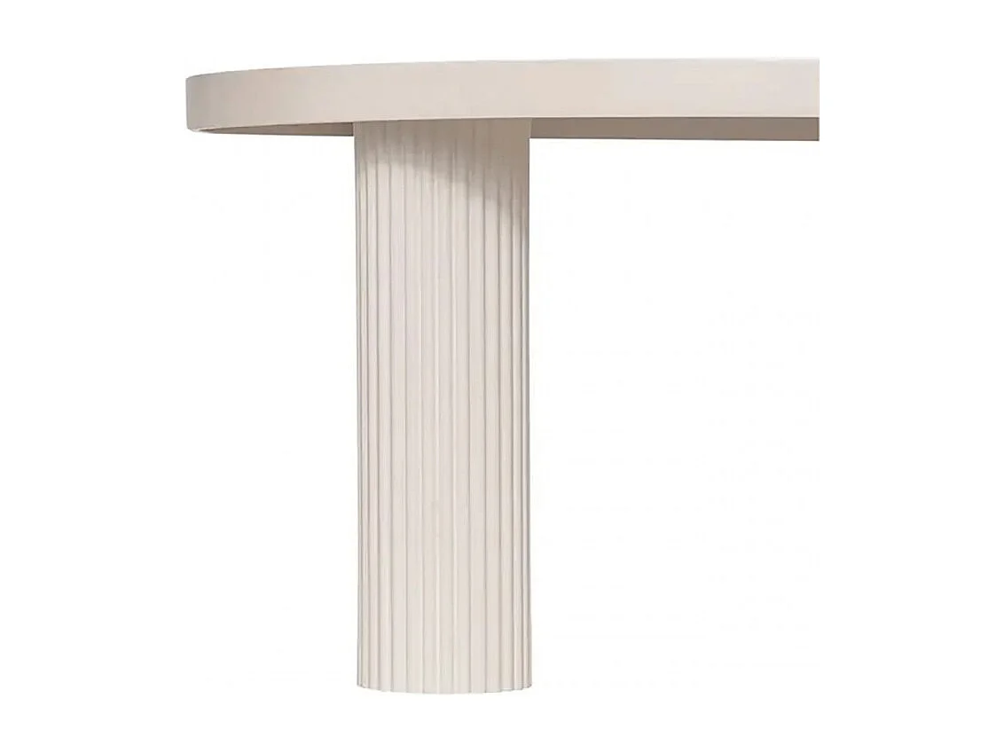 Table basse ronde avec 3 pieds effet cannelé, coloris Ivoire - Diamètre 70 x Hauteur 35 cm