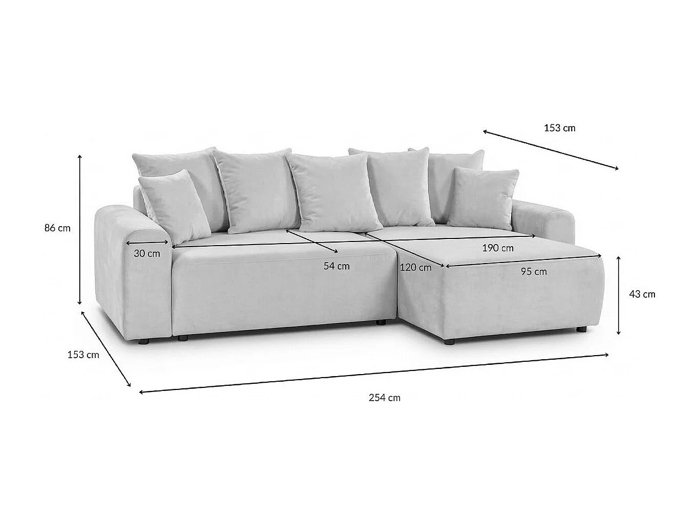 Canapé d'angle convertible réversible 4 places avec coffre de rangement en tissu chenille beige - Monceau
