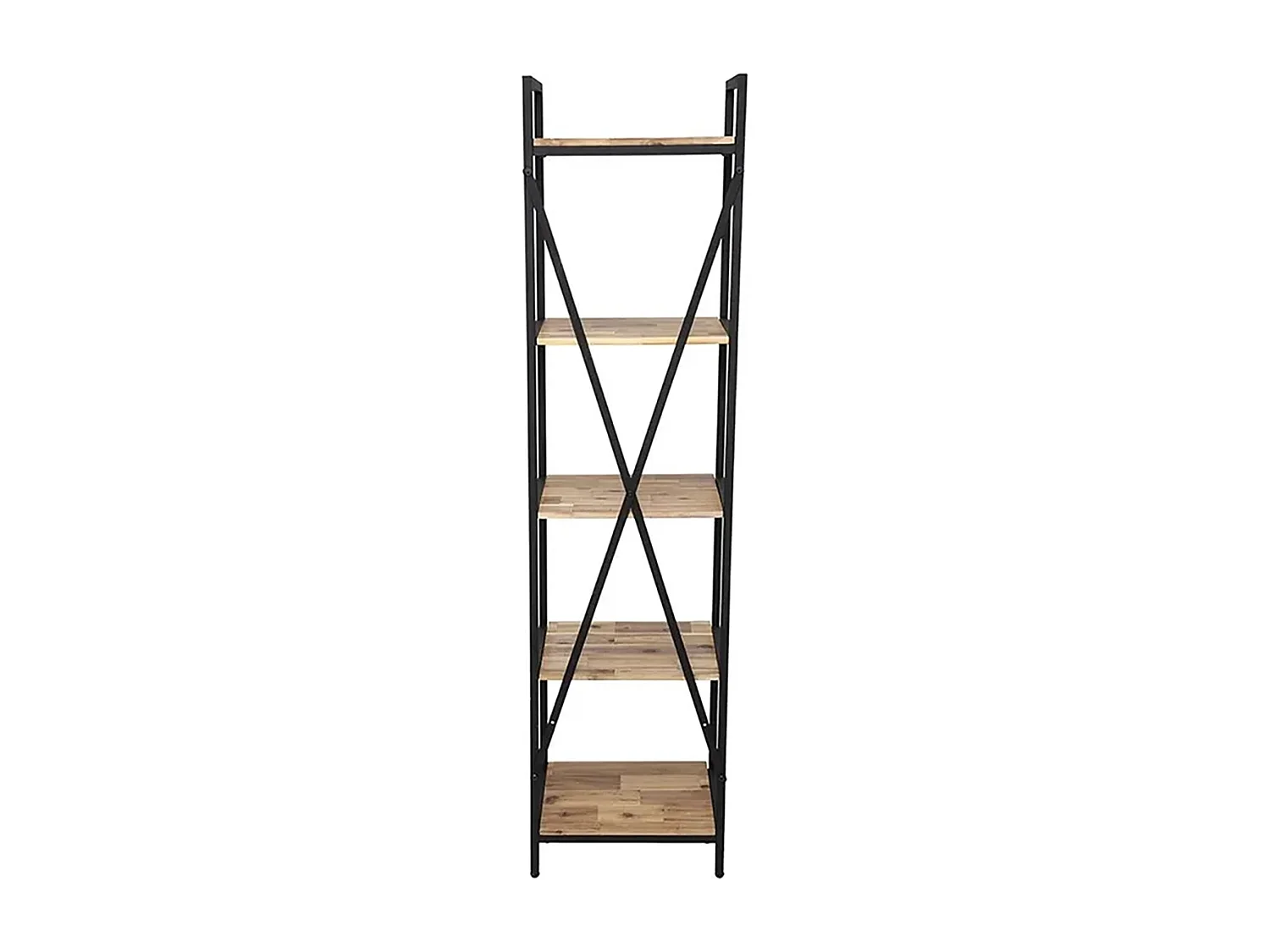 Bibliothèque Etagère 5 niveaux coloris bois et métal noir - Longueur 45 x Hauteur 180 x profondeur 35 cm