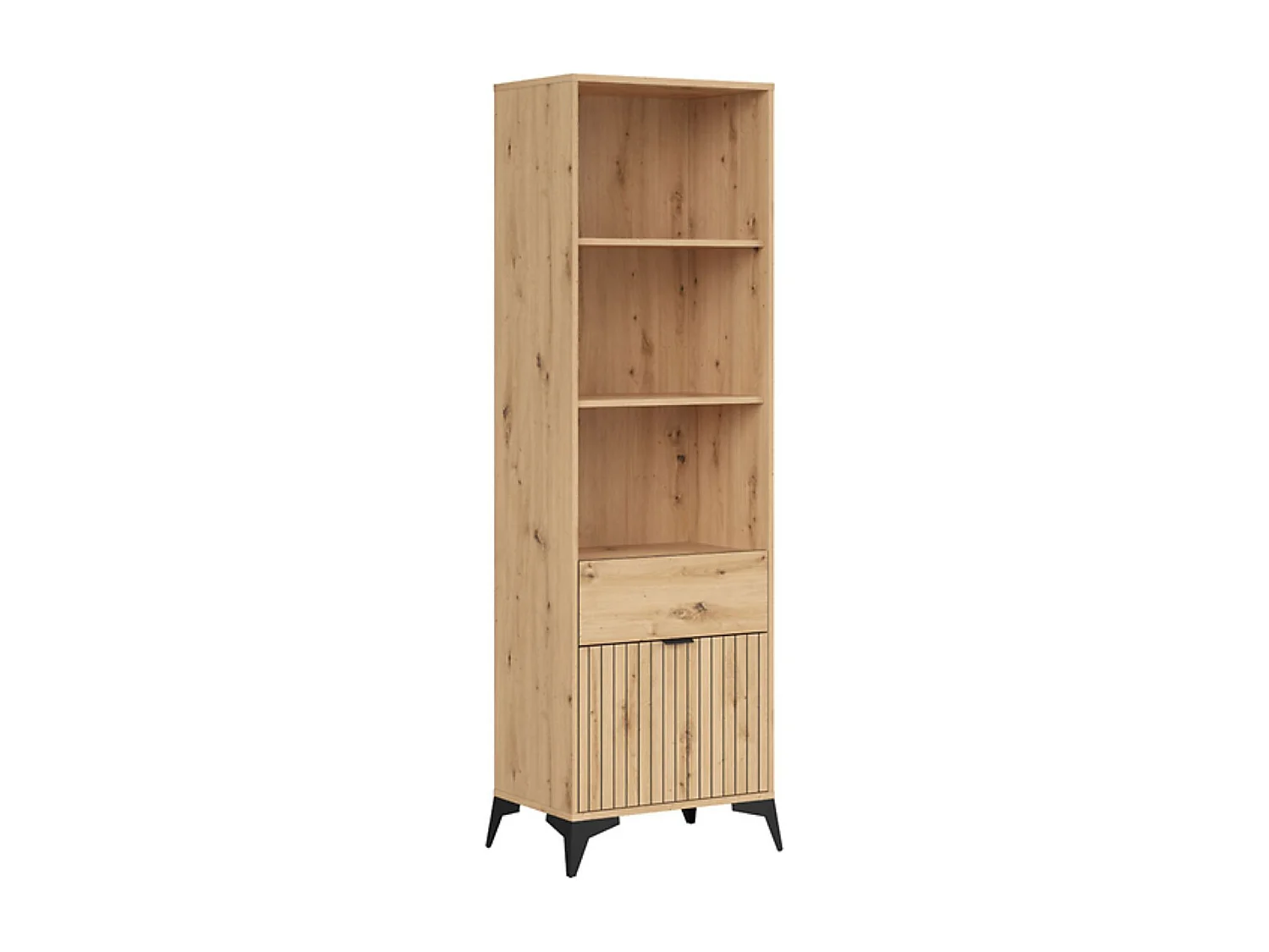 Bibliothèque avec 1 porte, 1 tiroir et 3 étagères,coloris Chêne artisan - Longueur 60 x Profondeur 41 x Hauteur 197 cm