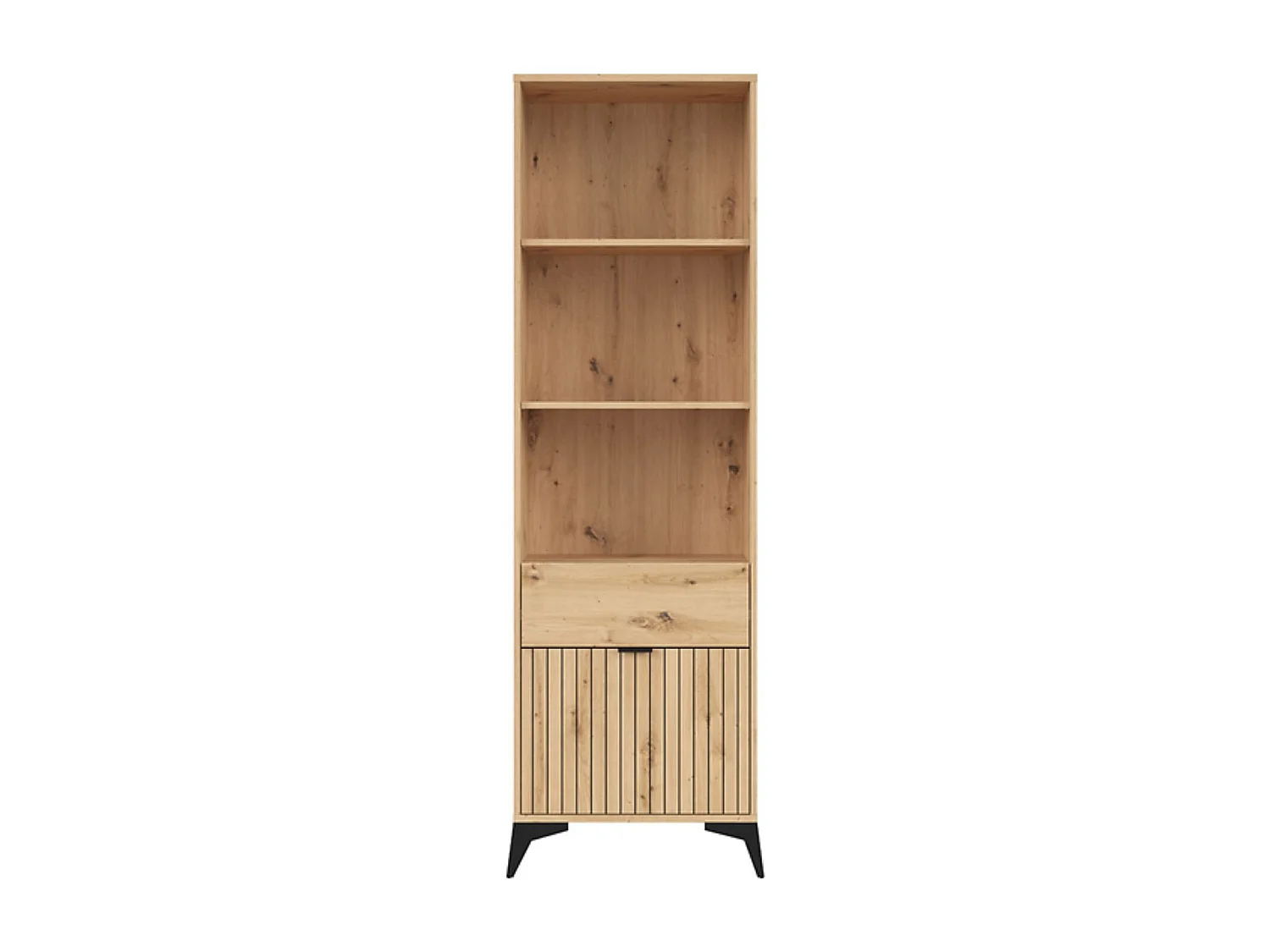 Bibliothèque avec 1 porte, 1 tiroir et 3 étagères,coloris Chêne artisan - Longueur 60 x Profondeur 41 x Hauteur 197 cm