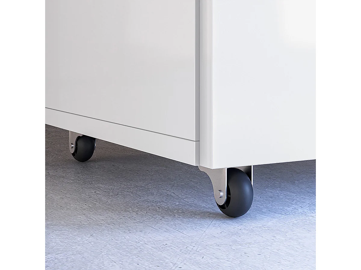Bureau rétractable avec bibliothèque et espace de rangement  intégrée coloris Blanc - Longueur 175 x Hauteur 136 x Profondeur 69,5 cm