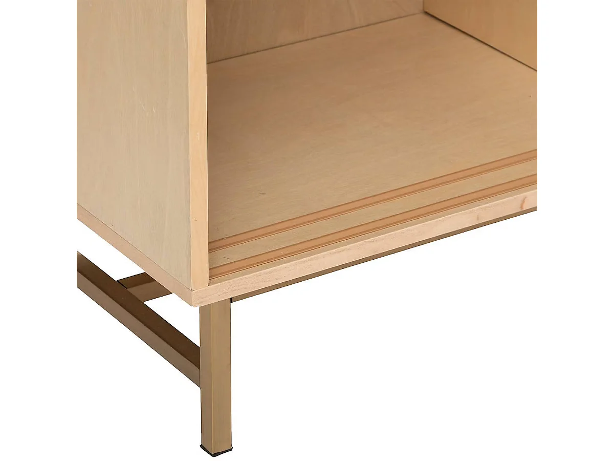 Meuble TV avec 1 porte cannage rotin - Longueur 140 x Profondeur 40 x Hauteur 50 cm