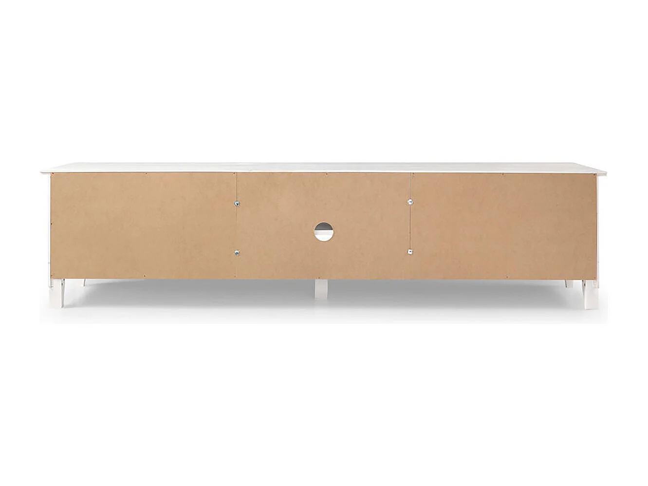 Meuble TV avec 2 portes et 2 étagères ouvertes coloris Blanc - Longueur 180 x Hauteur 45 x profondeur 35 cm