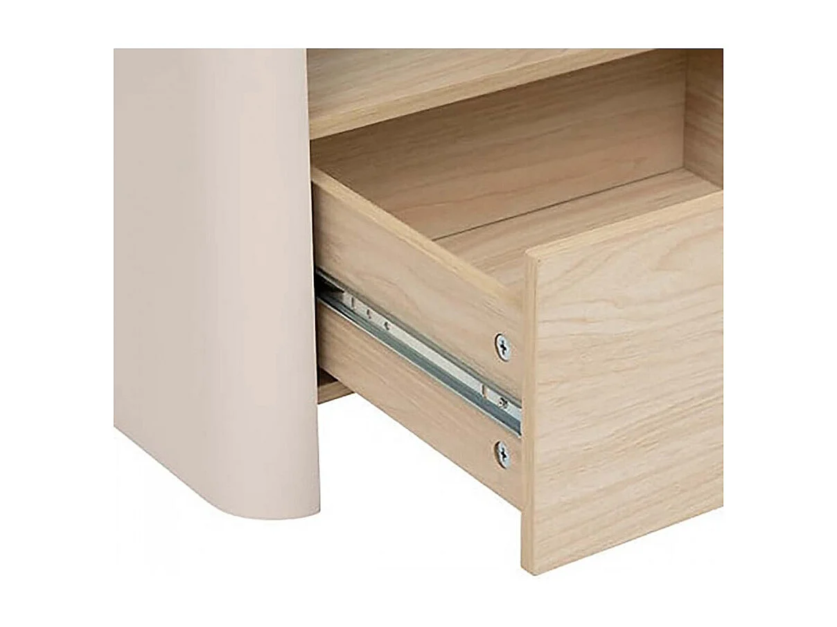 Meuble TV avec deux portes et des étagères internes, coloris blanc/chêne naturel - Longueur 120 x Profondeur 40 x Hauteur 45 cm