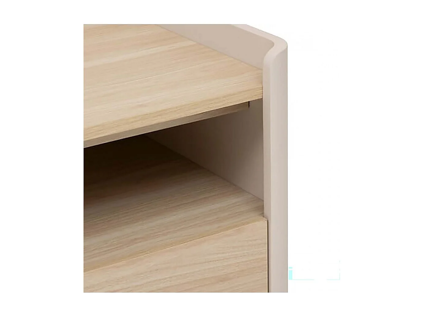 Meuble TV avec deux portes et des étagères internes, coloris blanc/chêne naturel - Longueur 120 x Profondeur 40 x Hauteur 45 cm
