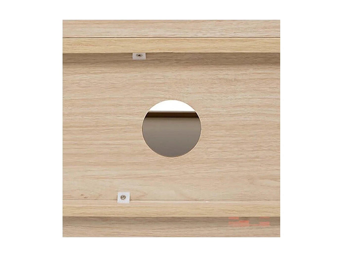 Meuble TV avec deux portes et des étagères internes, coloris blanc/chêne naturel - Longueur 120 x Profondeur 40 x Hauteur 45 cm