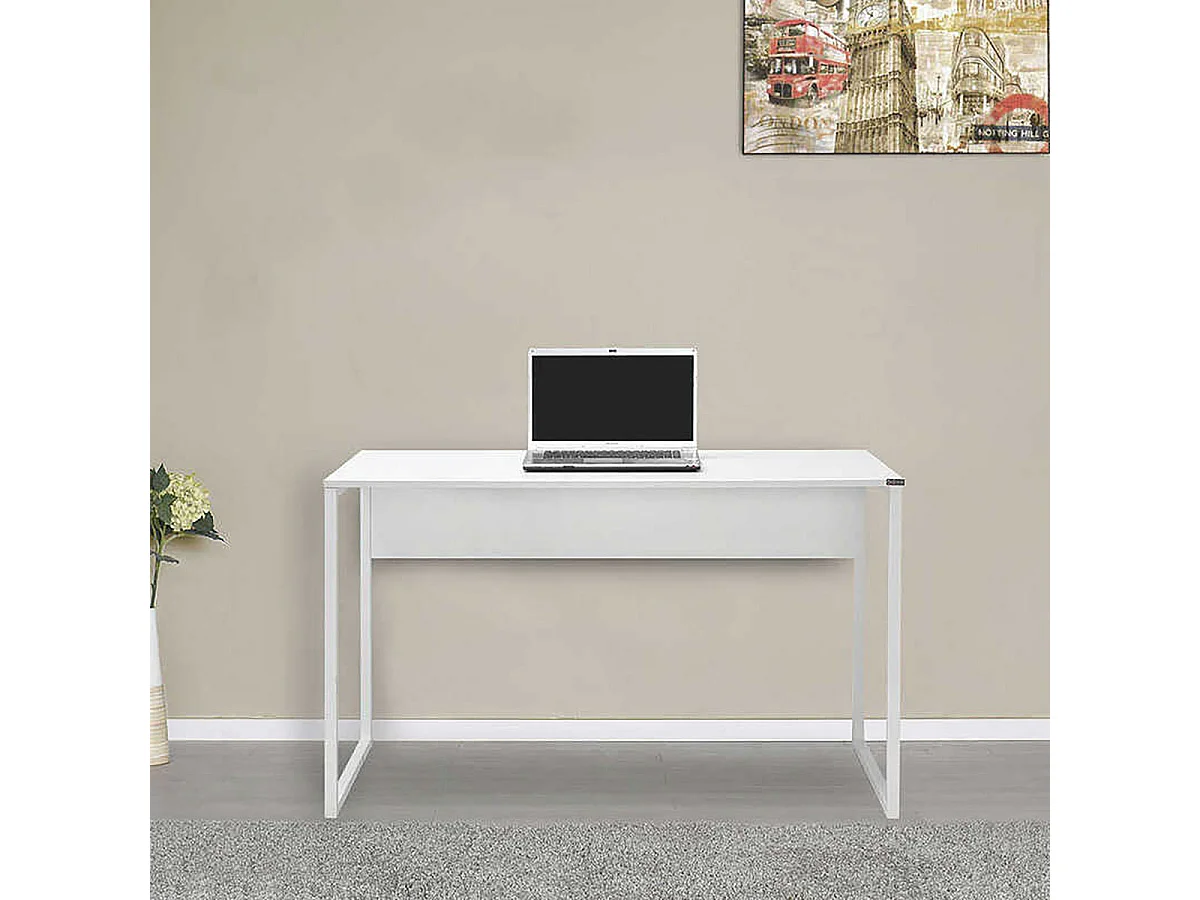Bureau, Table d'ordinateur, table de travail coloris Blanc - Hauteur 77 x Longueur 120 x Profondeur 60 cm