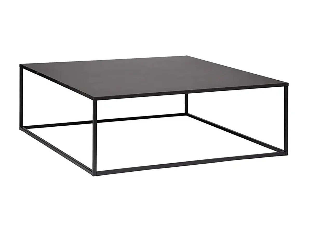 Table Basse Carrée en métal noir - Longueur 100 x Profondeur 100 x Hauteur 36 cm