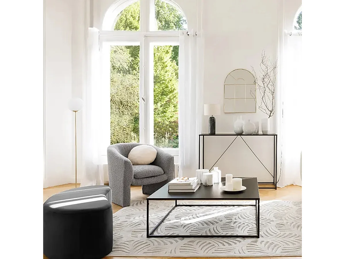 Table Basse Carrée en métal noir - Longueur 100 x Profondeur 100 x Hauteur 36 cm