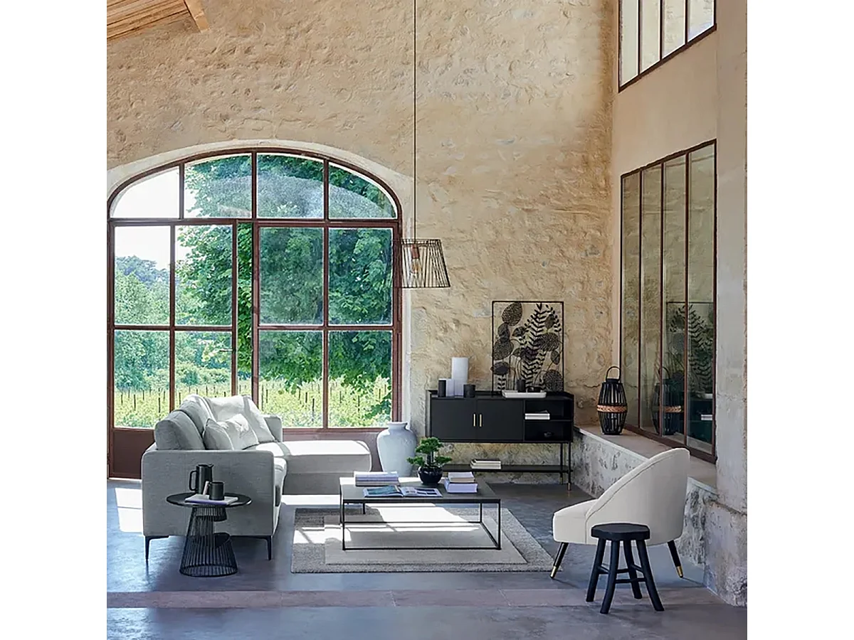 Table Basse Carrée en métal noir - Longueur 100 x Profondeur 100 x Hauteur 36 cm