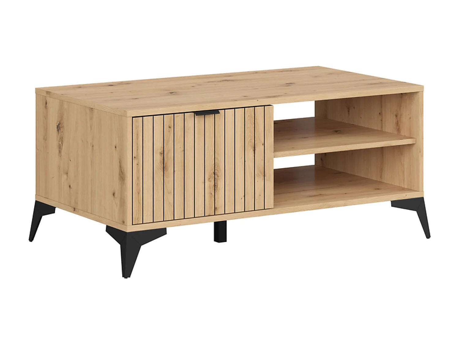 Table basse avec tiroir et 2 étagères,coloris Chêne artisan - Longueur 110 x Profondeur 60 x Hauteur 50 cm