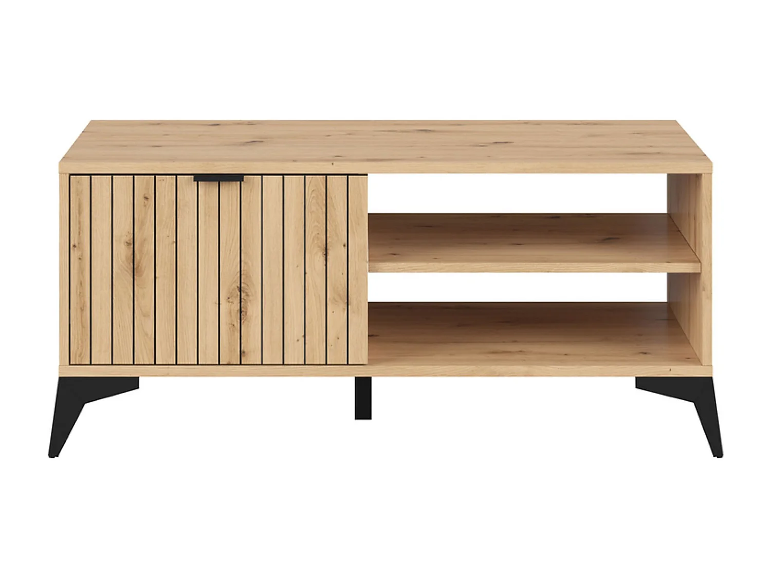 Table basse avec tiroir et 2 étagères,coloris Chêne artisan - Longueur 110 x Profondeur 60 x Hauteur 50 cm