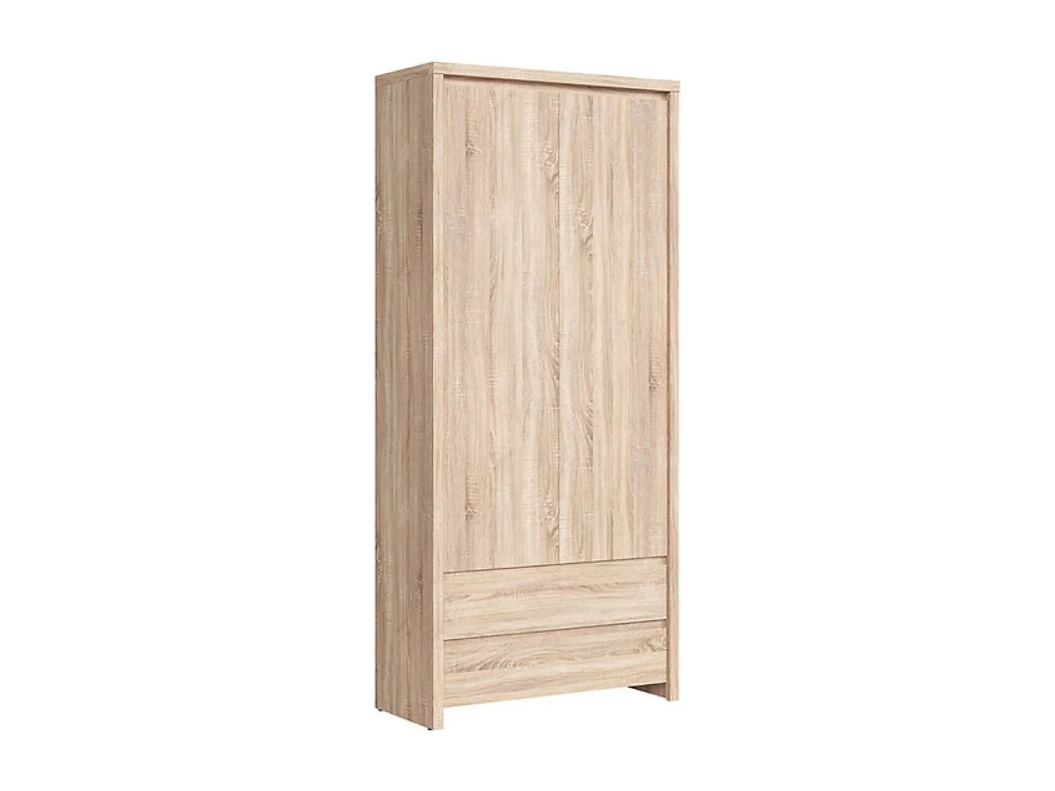 Bibliothèque armoire placard à 2 portes et 2 tiroirs, coloris chêne Sonoma - Longueur 90 x Profondeur 40,5 x Hauteur 200,5 cm