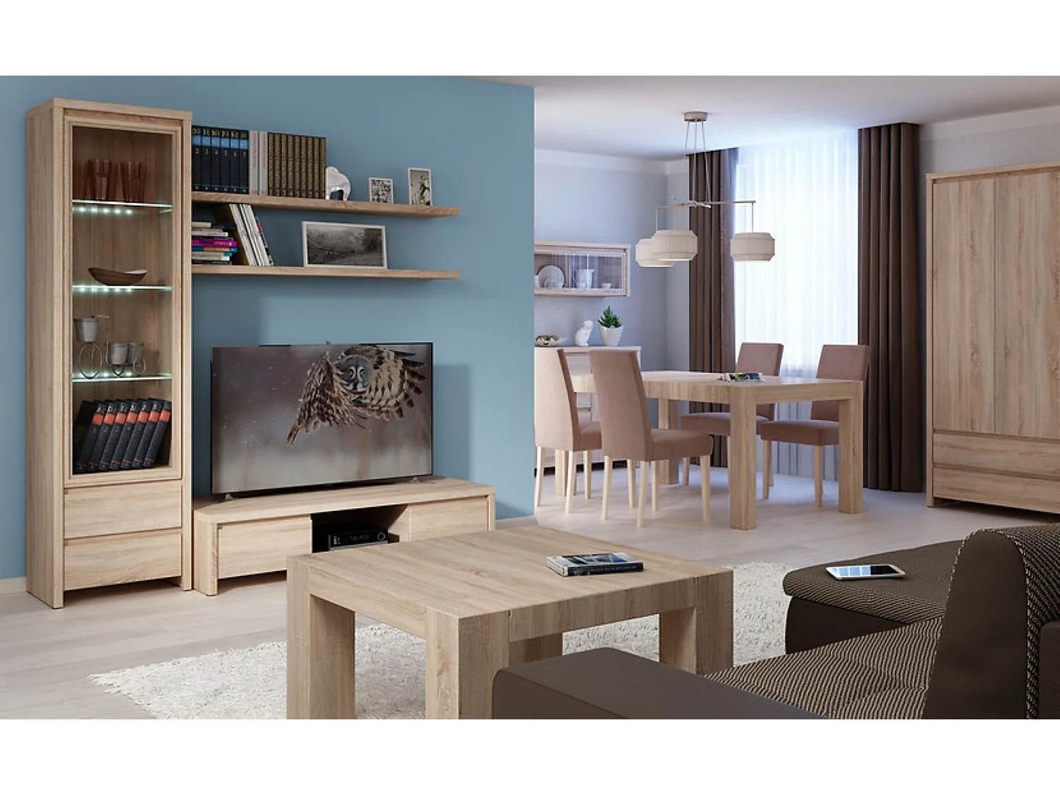 Bibliothèque armoire placard à 2 portes et 2 tiroirs, coloris chêne Sonoma - Longueur 90 x Profondeur 40,5 x Hauteur 200,5 cm