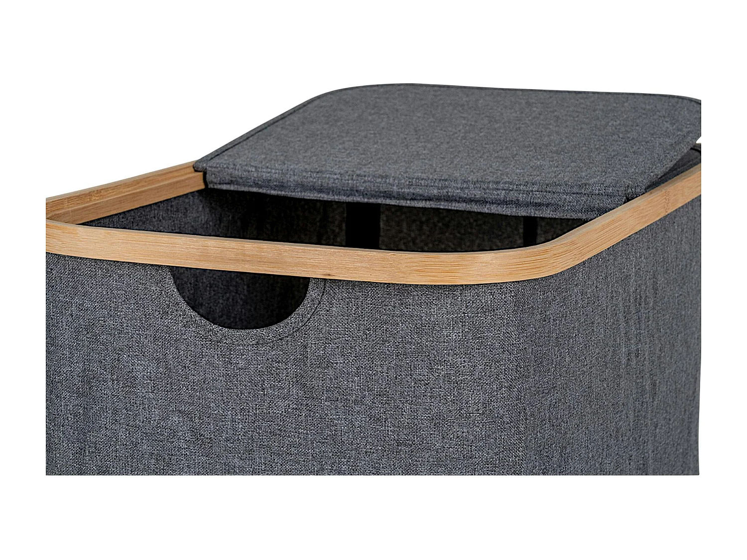 Panier à linge gris avec couvercle